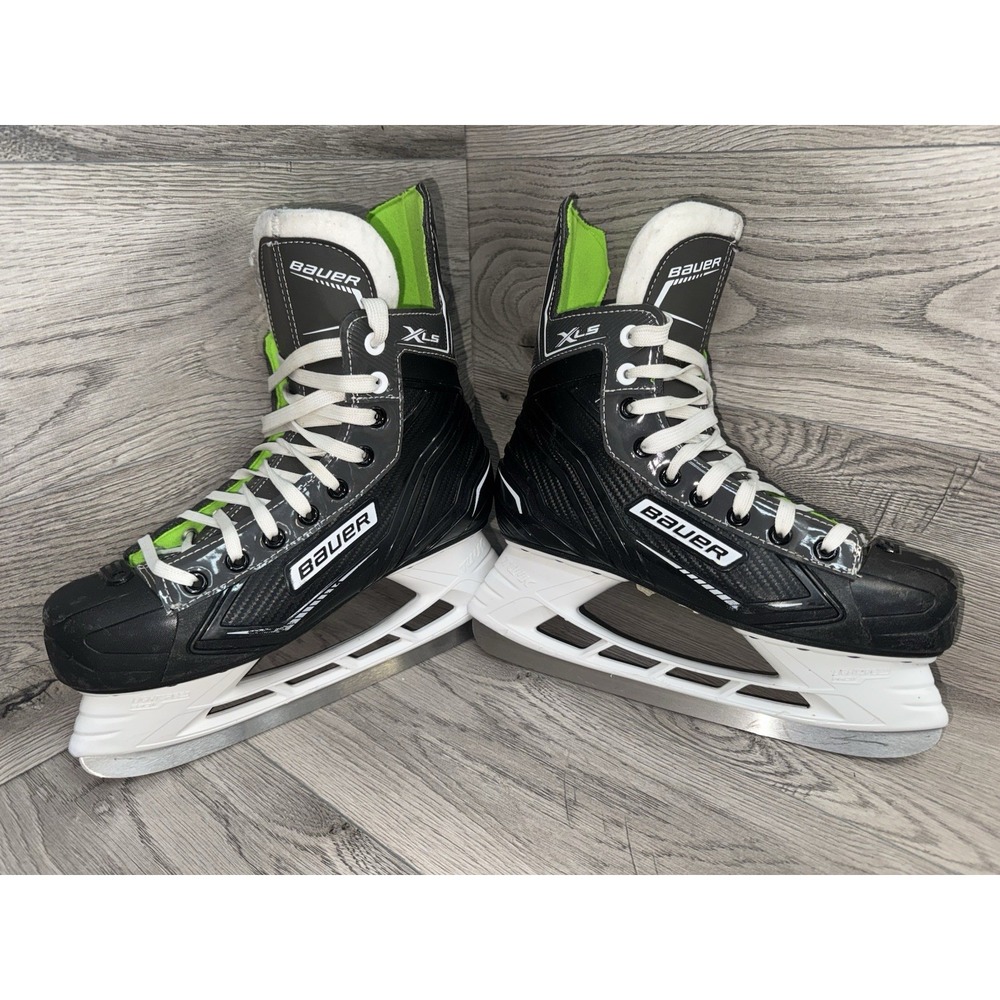 Bauer XLS Ice Hockey Skates Lace-Up Pair Black/Green *Size 7 Senior Lightspeed
